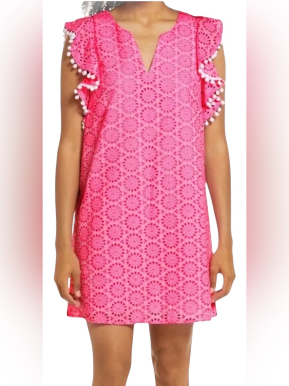 Lilly Pulitzer Astara Dress – Prosecco Pink Neon Geo Eyelet – Size Medium